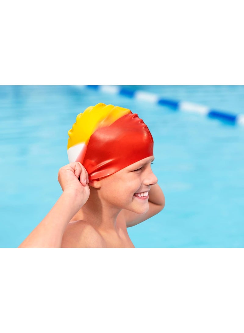 Bestway Lil' Color Wave Swimming Cap 3+ Years Silicone Child Size Bright Colours 100% Latex and PVC Free 1 Piece - Image 4